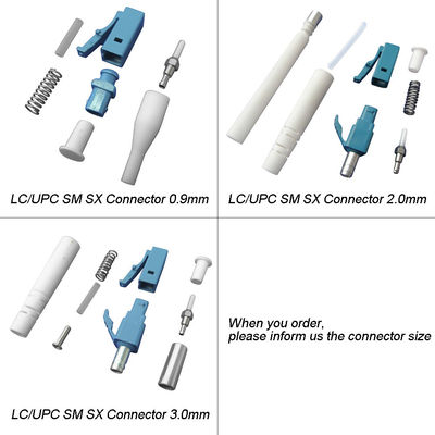 Perte de rendement élevé recto de connecteurs de corde de correction de fibre de LC/PC avec la botte de 0.9/2.0/3.0mm
